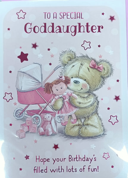 Goddaughter Birthday - Teddy Holding Doll