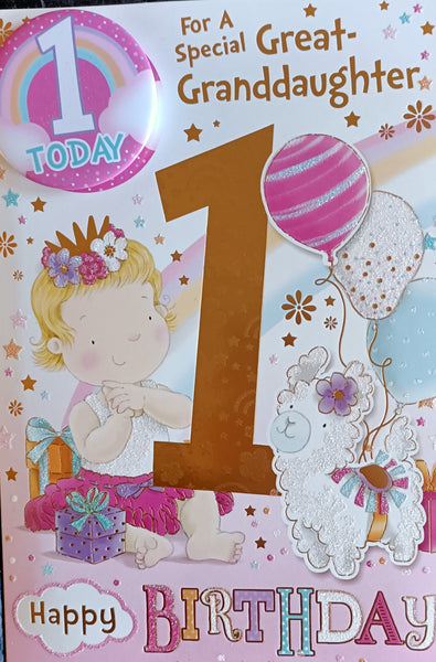 Great Granddaughter 1 Birthday - Badged Balloons