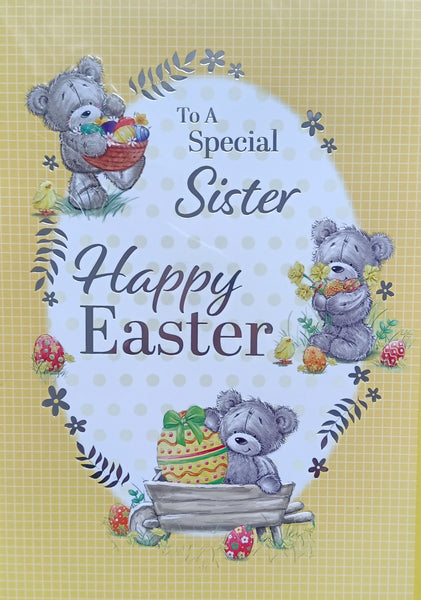 Easter Sister- 3 Grey Bears Happy