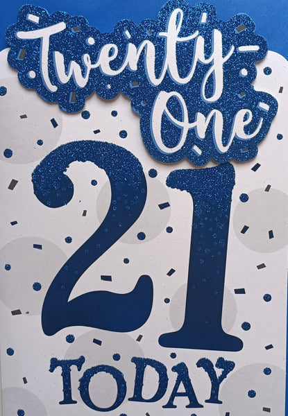 21 Male Birthday - Platinum Big Blue Number