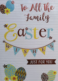 Easter To All The Family - Bunting Easter Wishes