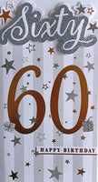 60 Birthday Male - Platinum Slim Gold Number