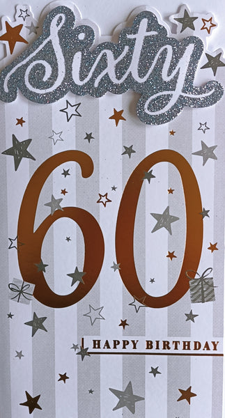 60 Birthday Male - Platinum Slim Gold Number