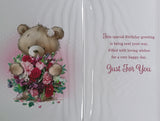 Great Nanna Birthday - Cute Bear Holding Rose Bouquet