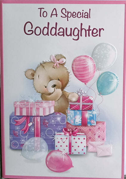 Goddaughter Birthday - Cute Pink Boxes & Balloons