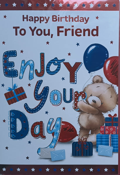 Friend Male Birthday - Cute Boxes & Balloons Enjoy