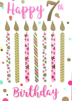 7 Girl Birthday - Candles Happy