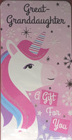 Great Granddaughter Christmas- Money Wallet Unicorn