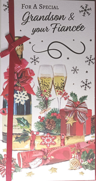 Grandson & Fiancee Christmas - Slim Champagne & Gifts