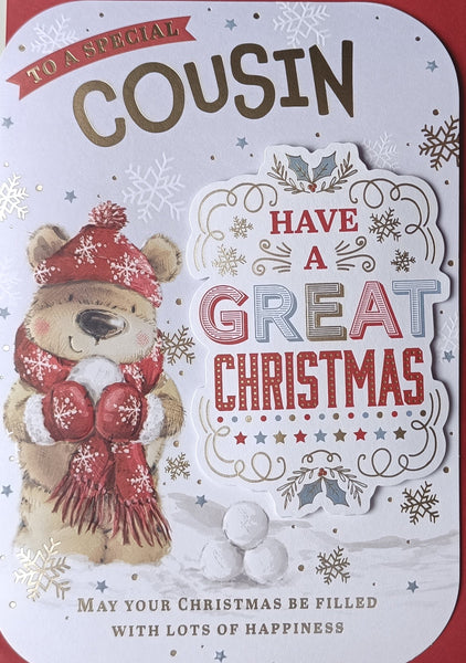Cousin Christmas - Cute Bear With Snowballs