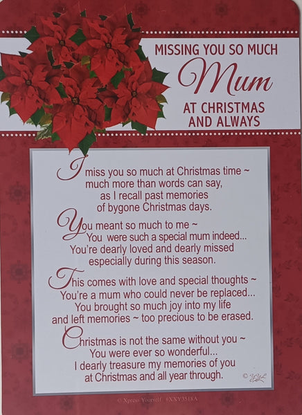 Mum Christmas grave card