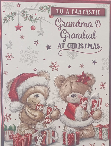 Grandma & Grandad Christmas - Bears Holding Gifts