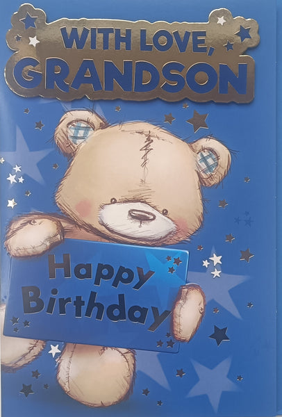 Grandson Birthday - Large Bear With Blue Sign