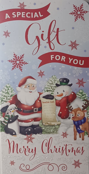 Open Christmas Money Wallet - Santa & Snowman