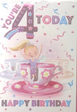 4 Girl Birthday - Girl In Teacup