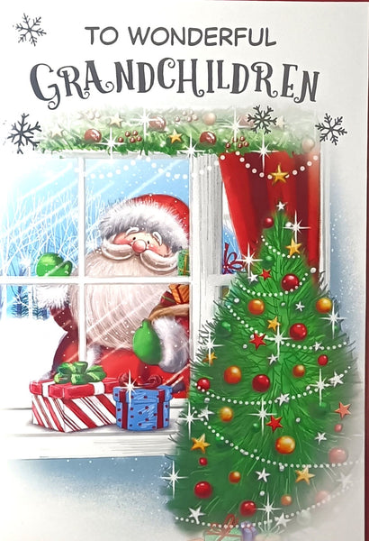 Grandchildren Christmas - Santa In Window