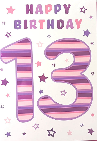 13 Girl Birthday - Pink Stripes