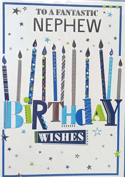 Nephew Birthday - Blue & Silver Candles