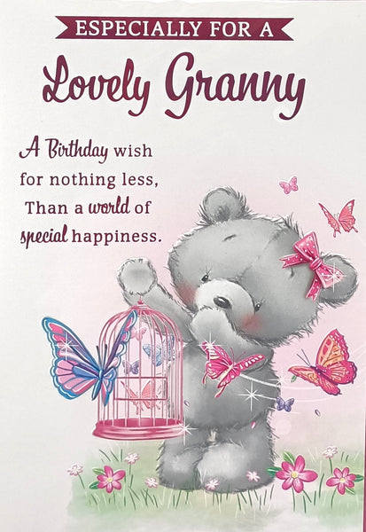 Granny Birthday - Cute Birdcage & Butterflies