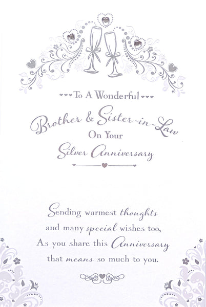 Brother & Sister In Law Anniversary - Silver Wedding Anniversary