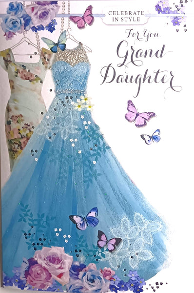 Granddaughter Birthday - Blue Dress Words