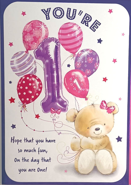 1 Girl Birthday - Cute Purple Balloons