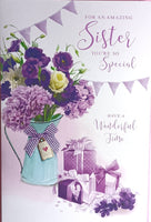 Sister Birthday - Purple Flowers In Jug