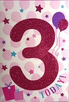 3 Girl Birthday - Pink Glitter