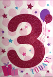 3 Girl Birthday - Pink Glitter