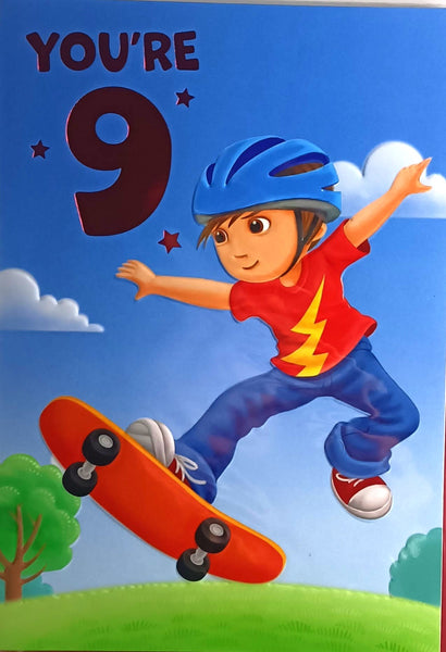 9 Boy Birthday - Boy On Skateboard