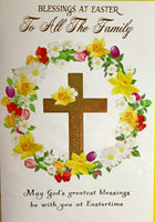 Easter To All The Family - Religious Cross With Flower Circle