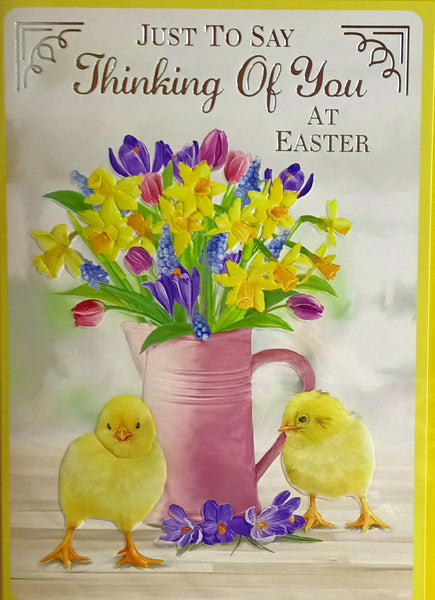 Easter Caring Thoughts - Flowers In Pink Jug