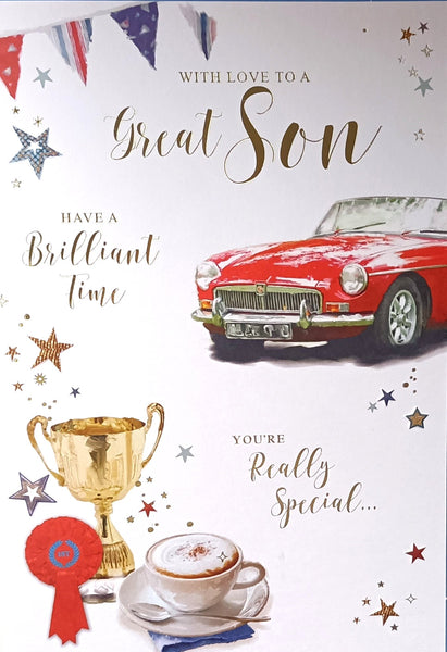 Son Birthday - Red Car & Trophy