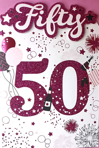 50 Birthday Female - Platinum Pink Balloons