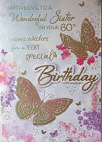 Sister 60 Birthday - Gold Butterflies