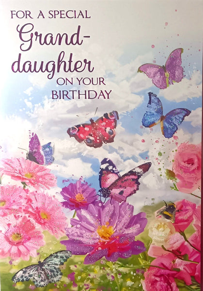 Granddaughter Birthday - Butterflies & Flowers Special