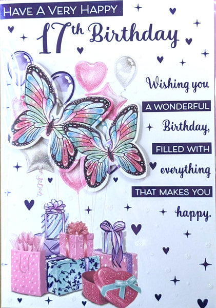 17 Girl Birthday - Butterflies & Boxes