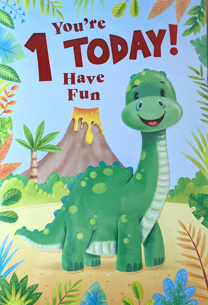1 Boy Birthday - Green Dinosaur