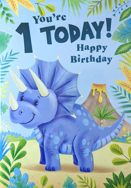 1 Boy Birthday - Blue Dinosaur