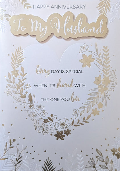 Husband Anniversary - Large Traditional Gold Heart