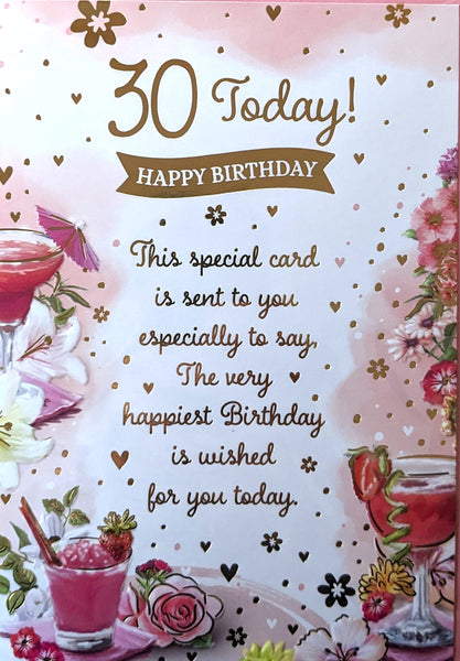 30 Birthday Female Cocktails Happy Birthday – Cards Delights