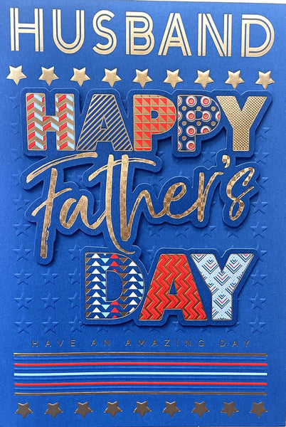 Father’s Day Husband - Large Blue Happy Fathers Day