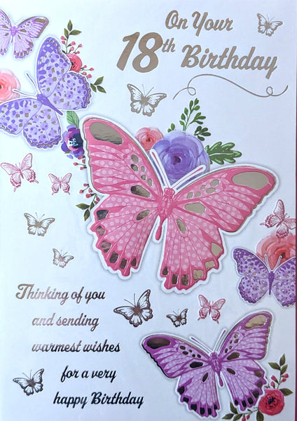 18 Birthday Female - Big Pink Butterfly