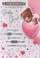 Baby Girl - Cute Bear On Balloon