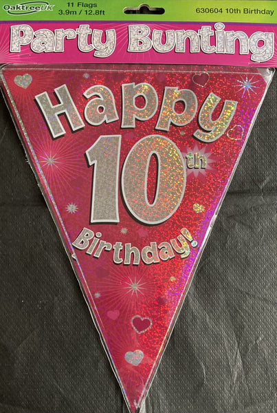 10 pink bunting