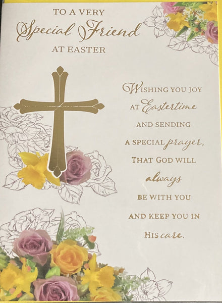 Easter Friend - Religious Cross & Flowers