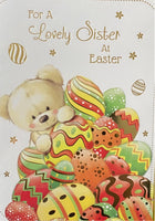 Easter Sister-cute eggs teddy behind