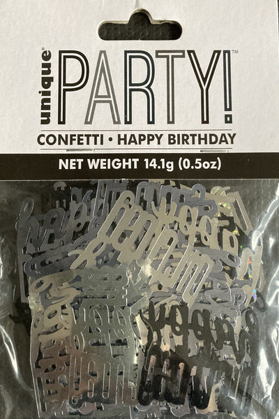 Happy Birthday black confetti