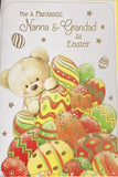 Easter Nanna and Grandad -Cute teddy behind egg