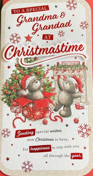 Grandma & Grandad Christmas - Slim Grey Bear in Box